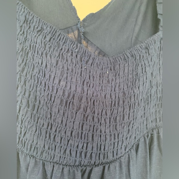 Jason Wu Blue Rouched Shirred Maxi Sleeveless Tiered Linen Dress NWT - Picture 4 of 17